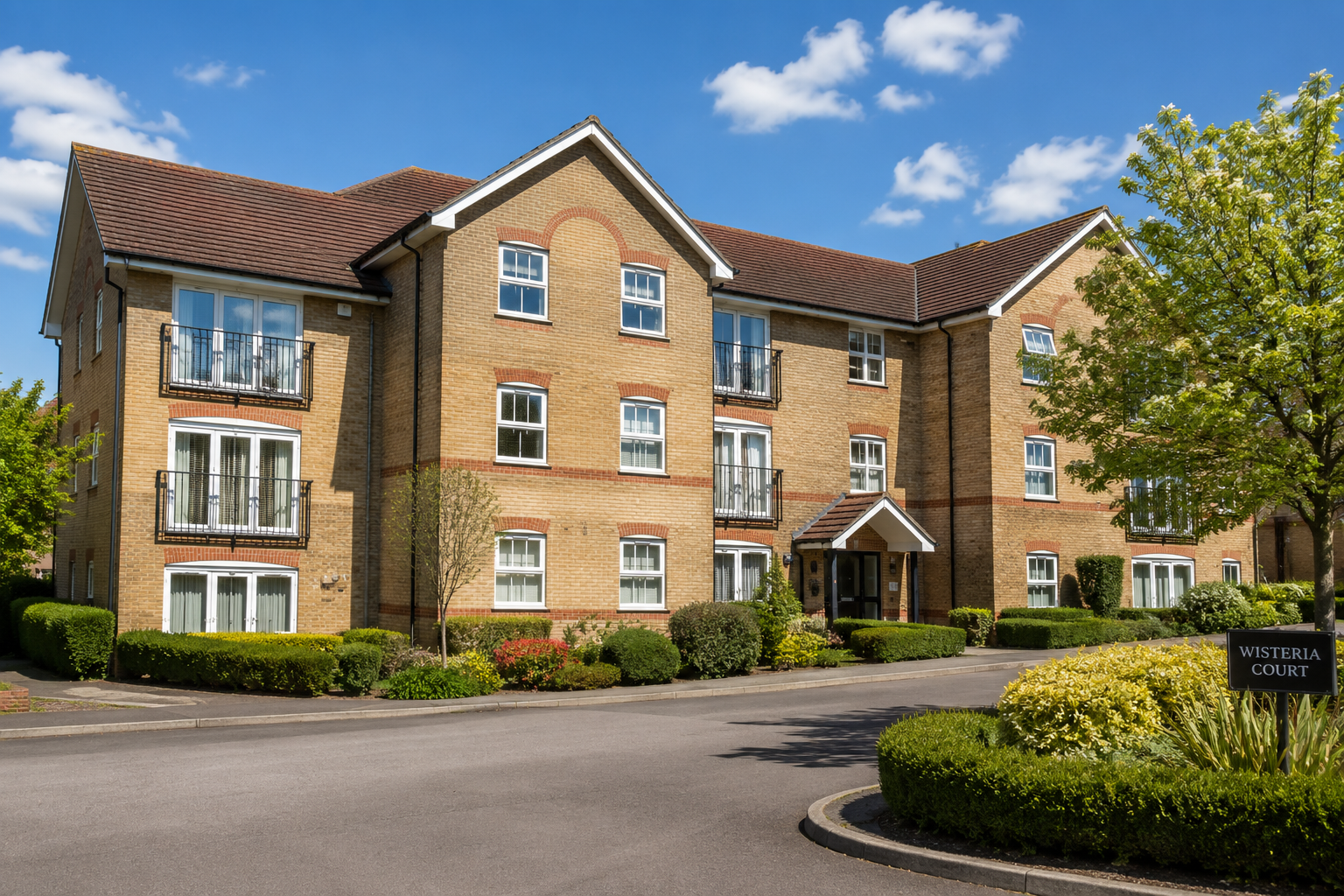 Illustrative Wisteria Court apartment building